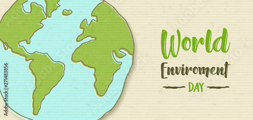 World Environment banner of green earth globe