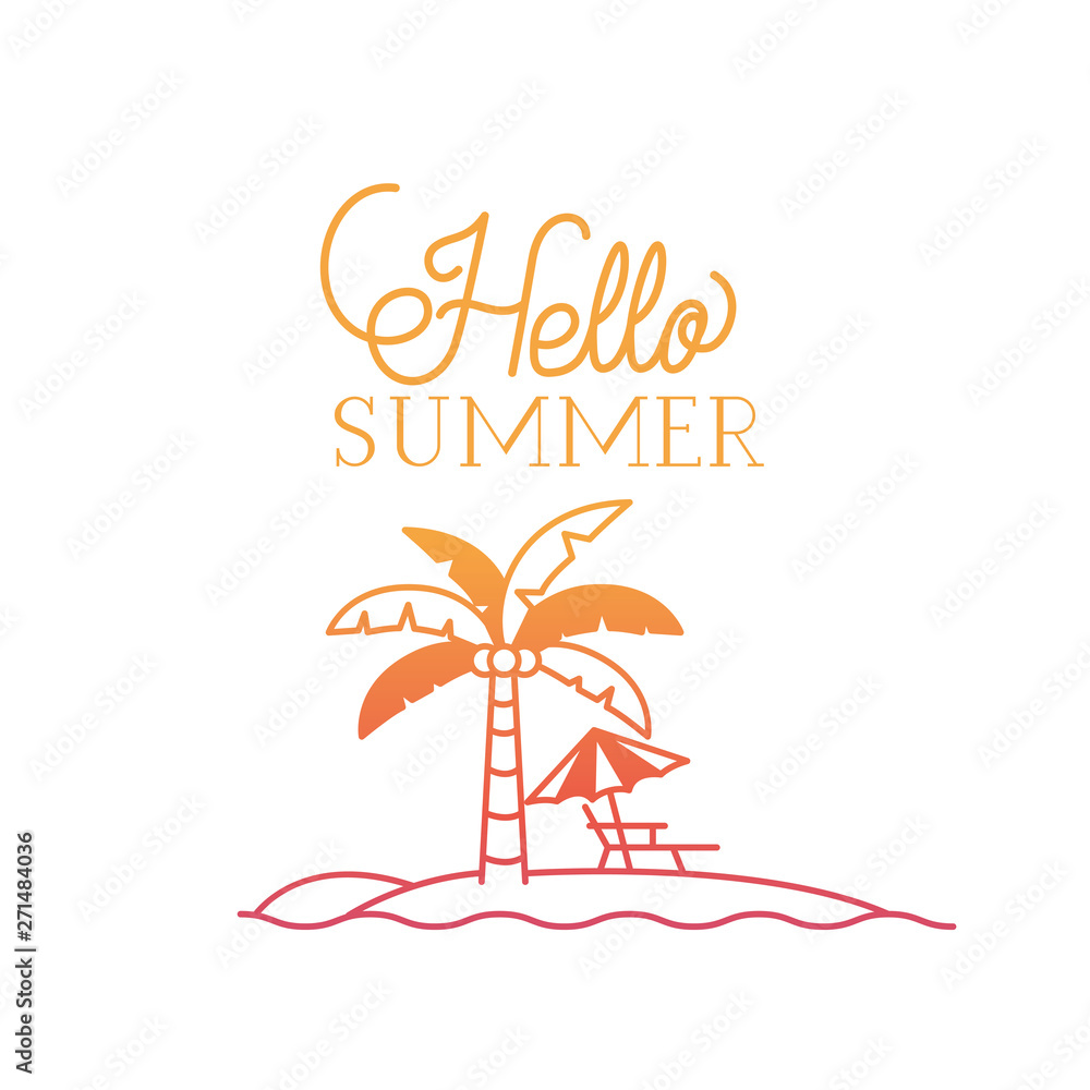 Naklejka hello summer label with colorful image