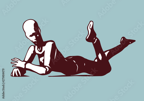 Marionette 4, vector illustration. Emotional doll. Android female