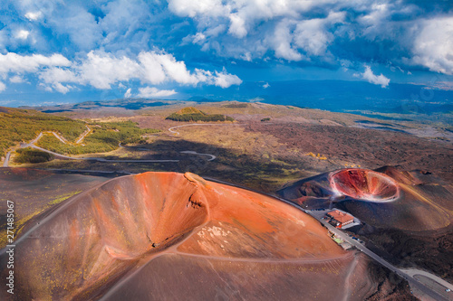 Extinct crater of volcano Etna Sicily, Italy. Aerial photo photo