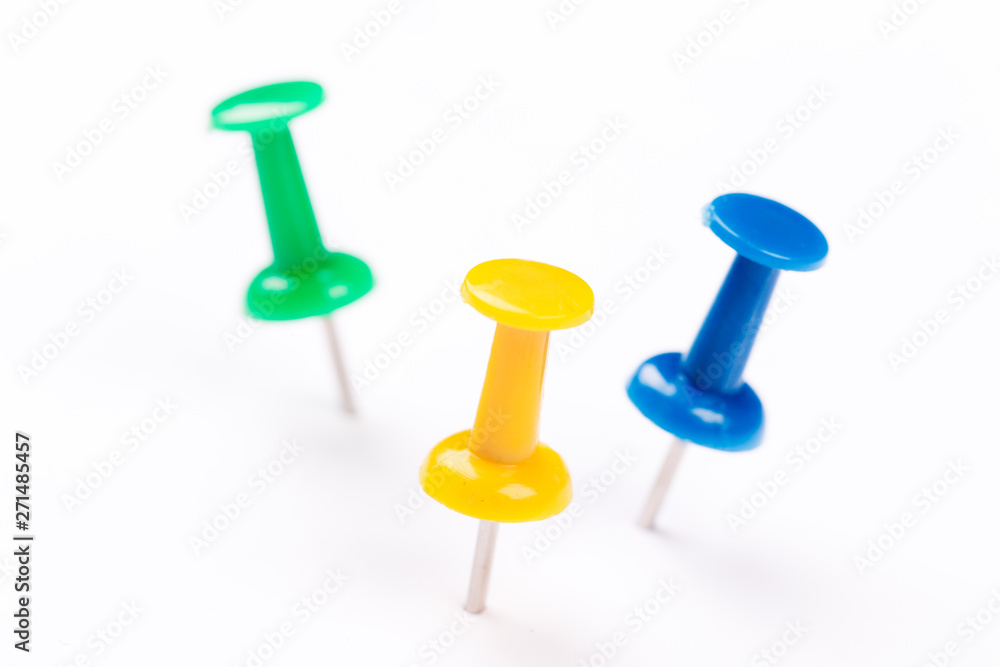 Push pins isolated on white background. Push pins isolated on white background.
