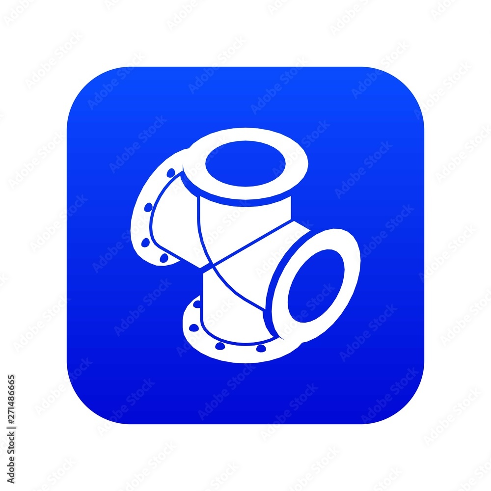 Cross pipe water icon blue vector isolated on white background Cross pipe water icon blue vector isolated on white background