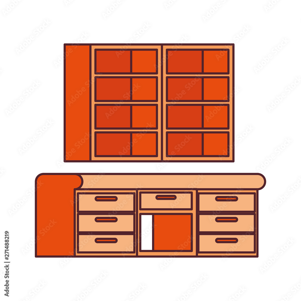 wooden shelving in white background icon wooden shelving in white background icon