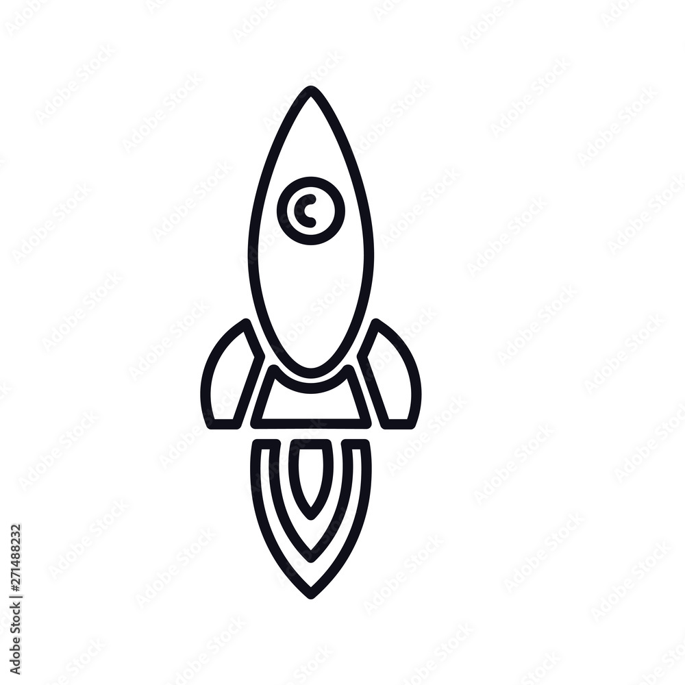 Flying rocket ship with fire. Flat line icon. Space travel. Project start up sign. Flying rocket ship with fire. Flat line icon. Space travel. Project start up sign.