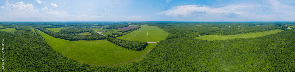 Aerial Caucasus forest panoramic background, green fields Aerial Caucasus forest panoramic background, green fields