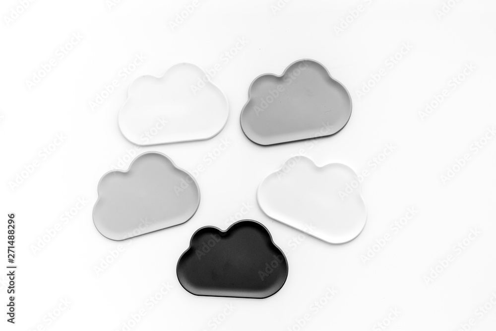 Clouds figures for cloud storage on white background top view Clouds figures for cloud storage on white background top view