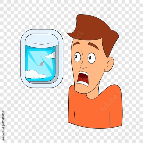 Fear of flying icon. Cartoon illustration of fear of flying vector icon for web design