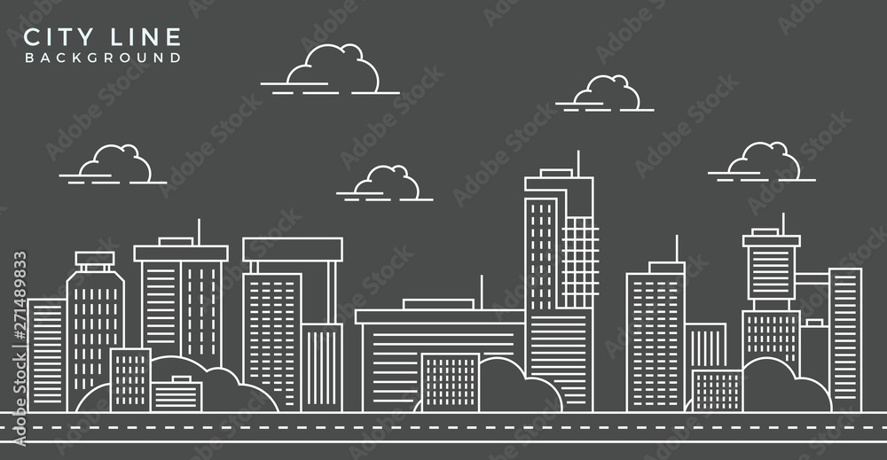 Vector Illustration Thin line City landscape