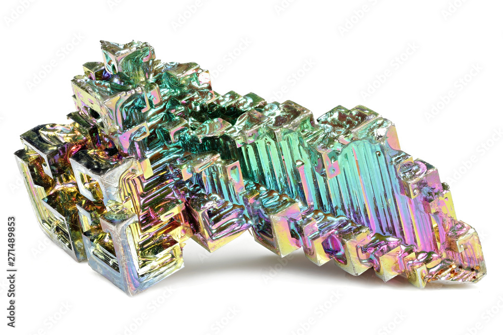 bismuth crystal isolated on white background bismuth crystal isolated on white background