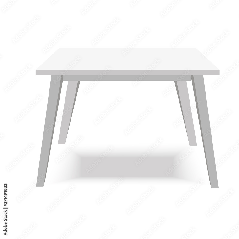 Realistic white table on white background. Vector Realistic white table on white background. Vector
