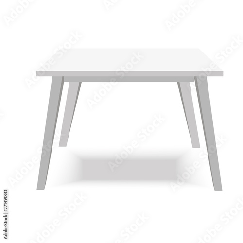 Realistic white table on white background. Vector