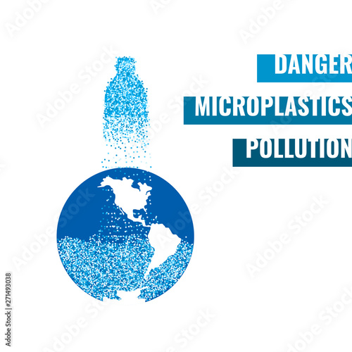 Of microplastics in the water vector banner.