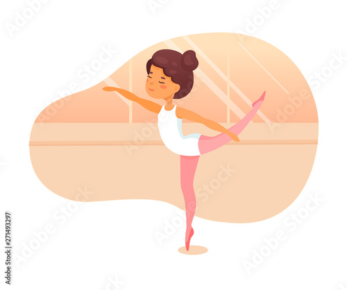 Ballet dancer lesson flat vector illustration