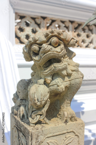 Detail of Lion guardian on Wat Phra Kaew, Temple of the Emerald Buddha.