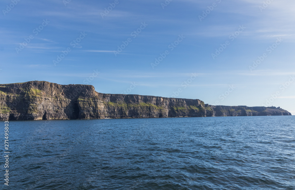 Wide angle shot of the cliffs of moher