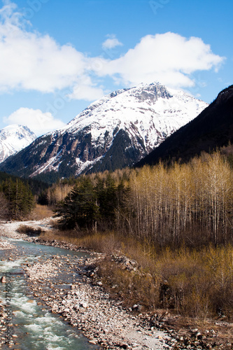 River & Snow Capped Mountain