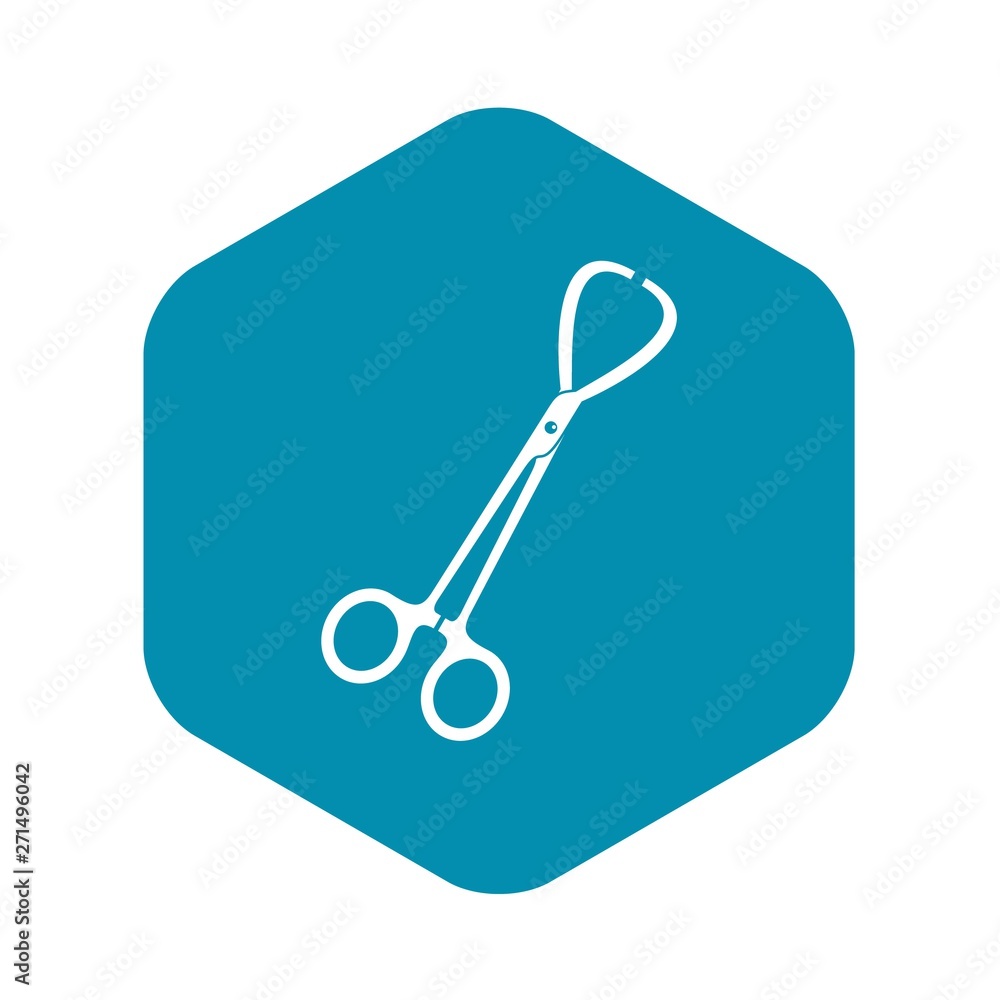 Pair of stainless steel surgical forceps icon. Simple illustration of pair of stainless steel surgical forceps vector icon for web Pair of stainless steel surgical forceps icon. Simple illustration of pair of stainless steel surgical forceps vector icon for web