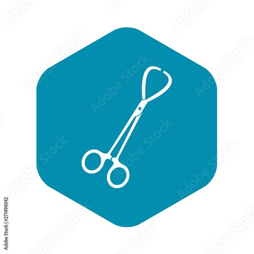 Pair of stainless steel surgical forceps icon. Simple illustration of pair of stainless steel surgical forceps vector icon for web