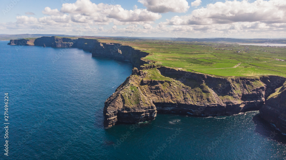 Aerial shot of the cliffs of moher