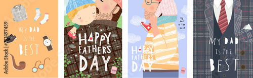 Happy father's day! Cute vector illustration for a holidays poster, greeting card or banner. Hand-drawn funny drawing 