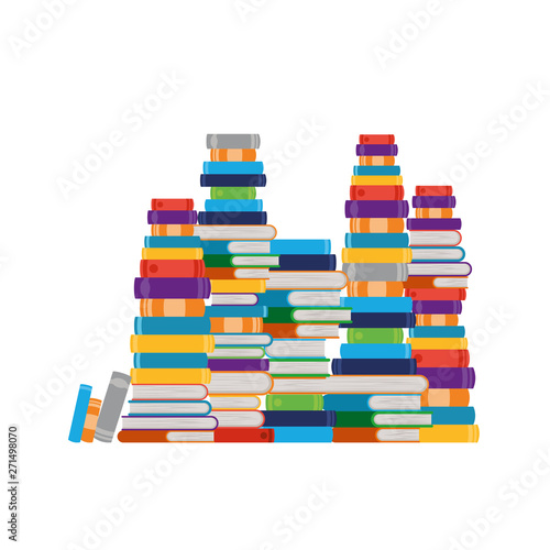 stack of books on white background isolated icon