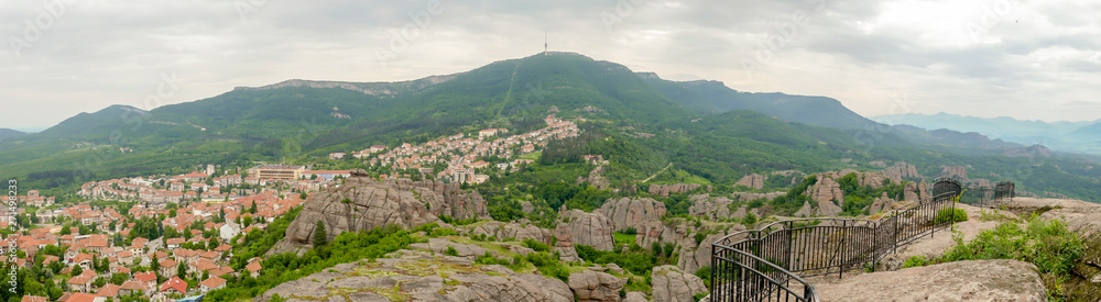 Panorama of town and formations at Belogradchik Rocks Bulgaria