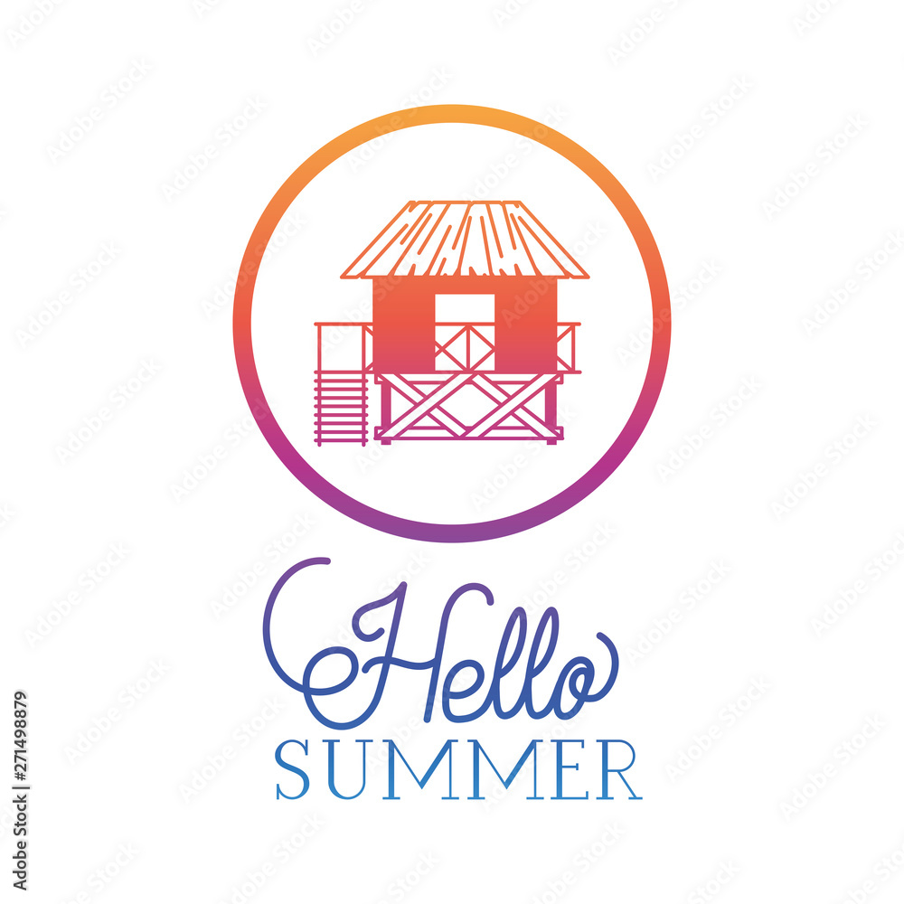 Hello summer and vacation silhouette design