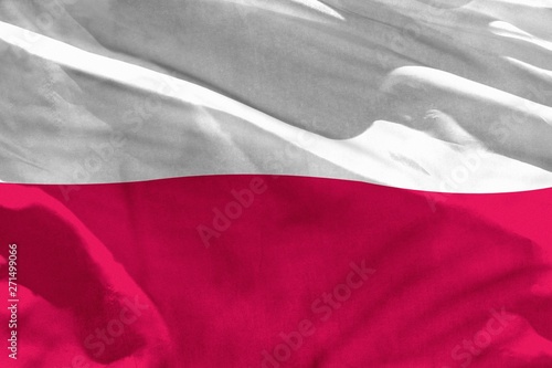 Waving Poland flag for using as texture or background  the flag is fluttering on the wind