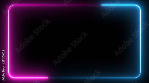 Abstract 3d illustration pattern of neon glowing ultraviolet lines, modern fluorescent light, neon box, pattern for LED screens projection technology, loop 4k background, blue purple spectrum © flashmovie