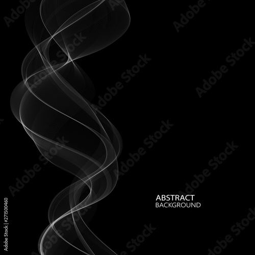 Abstract smoky wave on black vector background
