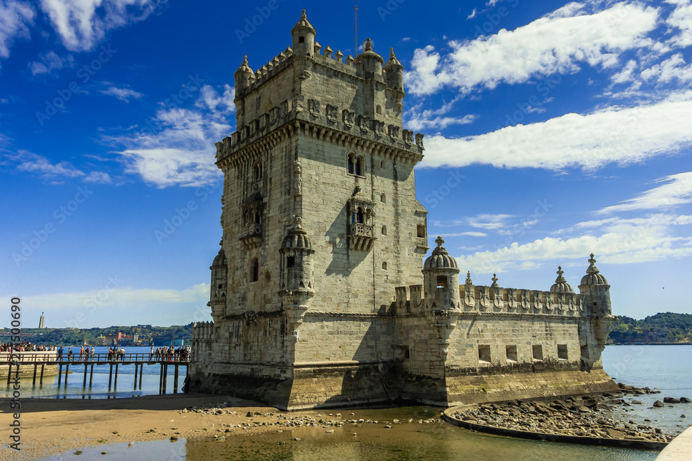 Belem tower at the bank of Tejo River in Lisbon