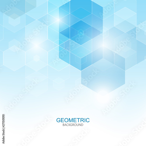  Design geometric shapes of blue hexagons. Abstract background, brochure template