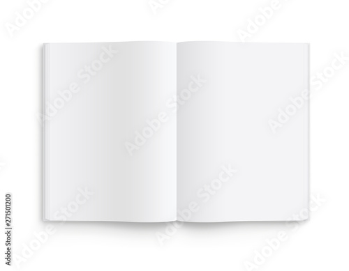 Blank opened book, magazine and notebook template with soft shadows. Front view. - stock vector.