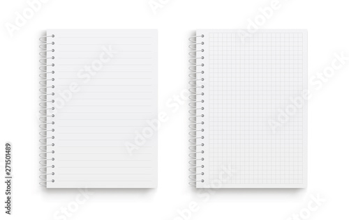 Realistic vector notebook. Square and lined. Front view. - stock vector.