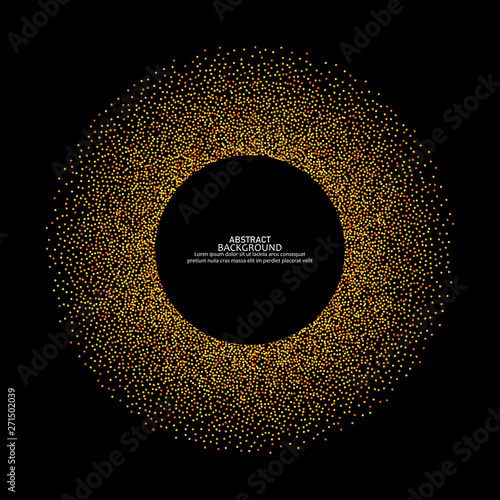  Dark abstract background with golden sand particles. Design element, brochure template.