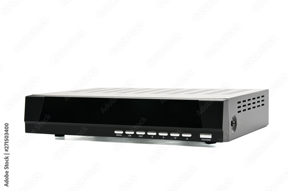 Digital TV receiver on white background.Tuner Digital TV receiver on white background.Tuner