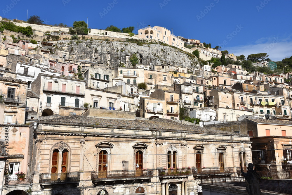View of the city of Modica, a city with Baroque architecture