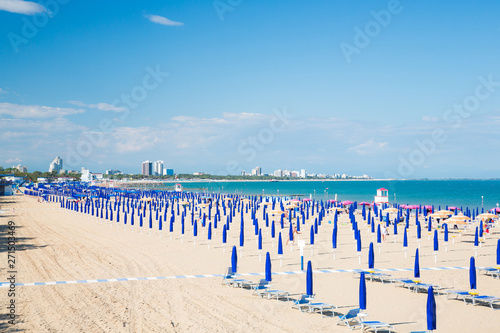 Fototapeta Naklejka Na Ścianę i Meble -  Lignano beach in Italy. Sand beach with no people.