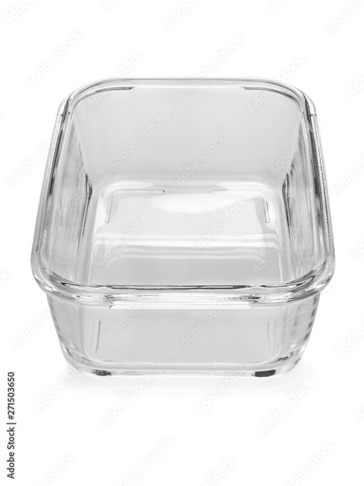 square tray for food and roasting from transparent glass on a white background square tray for food and roasting from transparent glass on a white background
