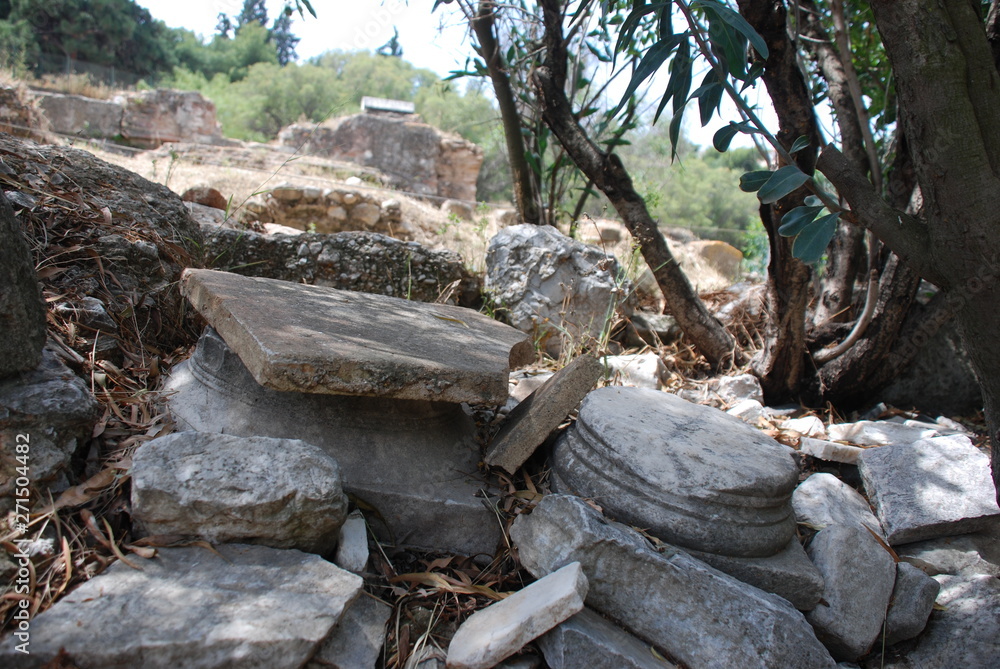 Athens, Greece / May 2019: The archaeological site of the Ancient Agora of Athens. Athens, Greece / May 2019: The archaeological site of the Ancient Agora of Athens.
