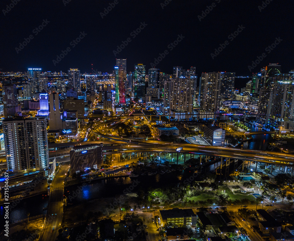 Aerial of Miami at Night