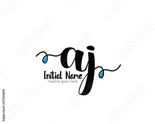 A J AJ Initial brush color logo template vetor