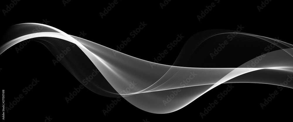 Abstract Black And White Wave Design - obrazy, fototapety, plakaty 