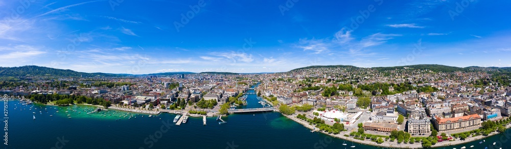 Panoramic Aerial view of Zurich  city in Switzerland
