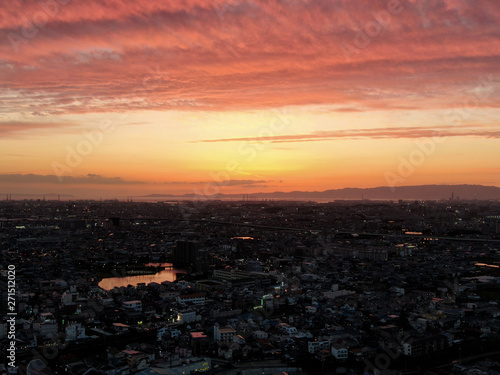Sunset view from around Kitanoda aerial view