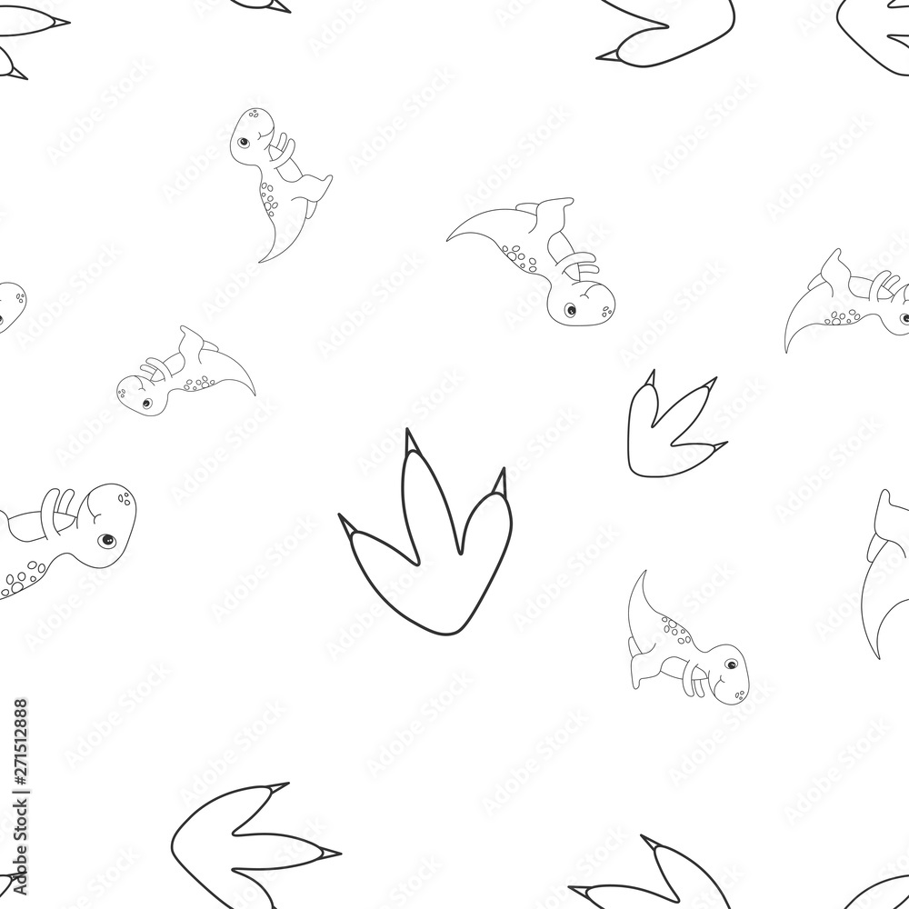 Tyrannosaur and footprint seamless pattern Tyrannosaur and footprint seamless pattern