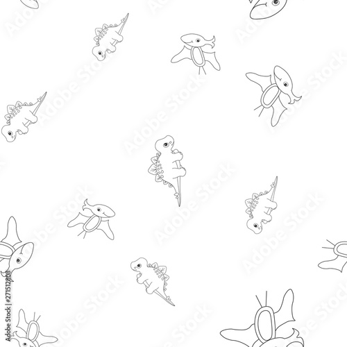 Stegosaurus and pterodactyl seamless pattern