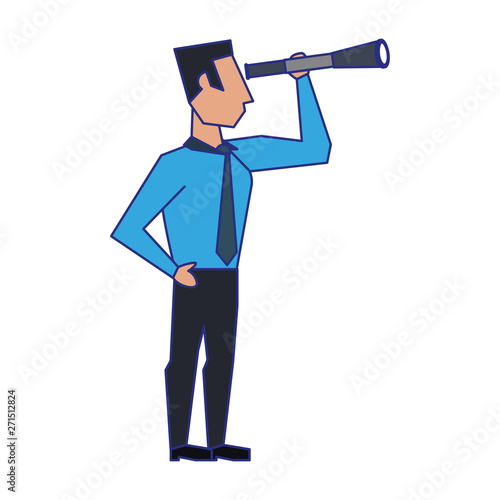 business man avatar icon cartoon blue lines