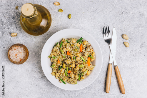Quinoa salad with chickpeas, healthy vegan food, dieting, clean eating, vitamin and protein snack