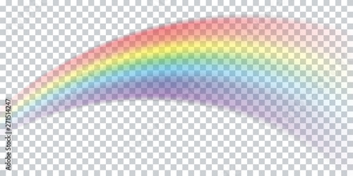 Colorful realistic multicolored rainbow. Natural arcuate phenomenon in the sky. Vector Illustration